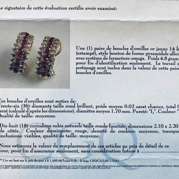 Necklace & earrings, gold, diamonds, rubies - Picture 4 of 4